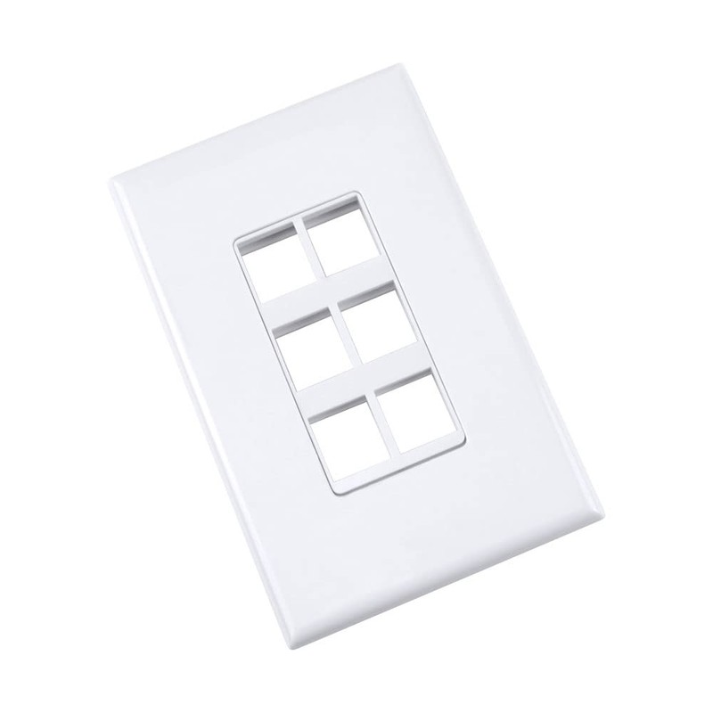 6-Port Keystone Wall Plate, White