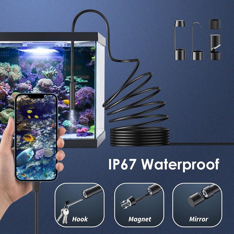 Endoscope Camera with Light, 1920P HD Borescope Camera with 8