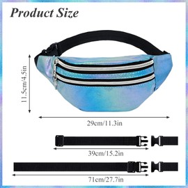 AfitLulu Holographic Bum Bag Running Waist Bag for Men and Women, Fashion Waist Packs Fanny Pack with 2 Zipper Pockets and Adjustable Strap for Dog Walking, Outdoor Sports (White)