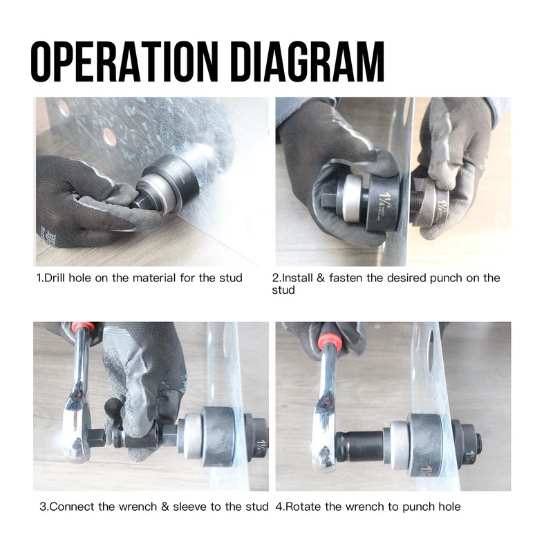 iGeelee Ratchet Knockout Hole Punch Driver Kits 1/2 to 2