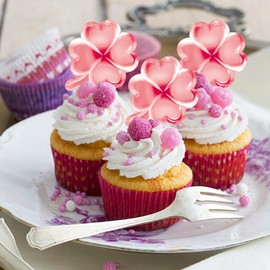 48Pcs Edible St Patrick's Day Cupcake Topper Wafer PaperShamrock Cupcake Cupcake Toppers Picks for St Patrick's Day Party Irish Holiday Party Decorations Pink