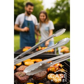 Premium 12-Inch Heavy Duty Stainless Steel Tongs – w slide lock, Restaurant & Kitchen Grade Cooking Tongs for Grilling, Serving, and Salad – Durable, Rust-Resistant, Dishwasher Safe, Easy-Grip Handle