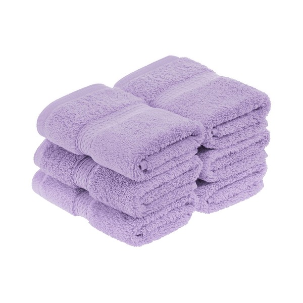 Superior Solid Egyptian Cotton Face Towel Set, 13" x 13", Purple, 6-Pieces