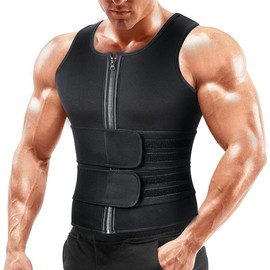 Sauna Vest Waist Trainer for Men - Mens Sauna Suit Double Sweat Belt Body Shaper for Gym Workout Exercise Shapewear - Color: Black (2 Belts), Size: M