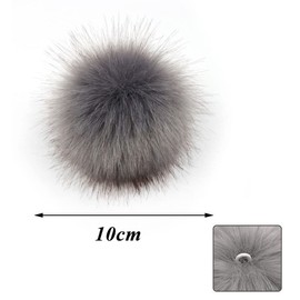 Zasvec Faux Fur Pompom for Hats, Faux Fur Pompoms, Fluffy Pompom, Faux Fur Pom Ball, Fur Pompom for Hats, Bobbles, Faux Fur, Fluffy Pompom for Hats, Shoes, Scarves, 10 cm, Pack of 16