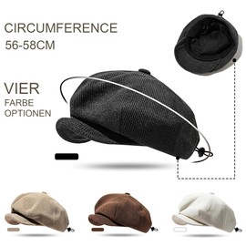 CLAPE Cotton Newsboy Cap Summer Flat Cap Gatsby Cap Men's Adjustable Flat Cap Shelby Hat Retro Plate Hat, BL45-Black