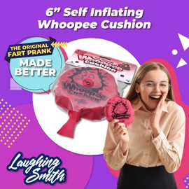 Laughing Smith 6" Self-Inflating Whoopie Cushion Fun Prank Toy for Kids, Ideal Party Favor and Birthday Bag Stuffer, Hilarious Fart Sound Cushion for Boys and Girls Whoopee Woopie Self Inflating