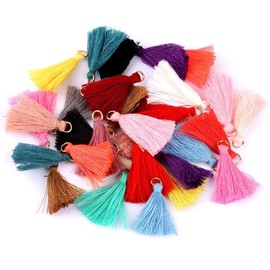 HAOBIN Pack of 100 Tassels Pendants Tassel Pendants 3 cm Colourful Tassels Tassel Pendant Charm Cotton Tassel Pendant Mini Fringe Mini Tassels Good for DIY Jewellery, Earrings, Bracelets, Key Pendants