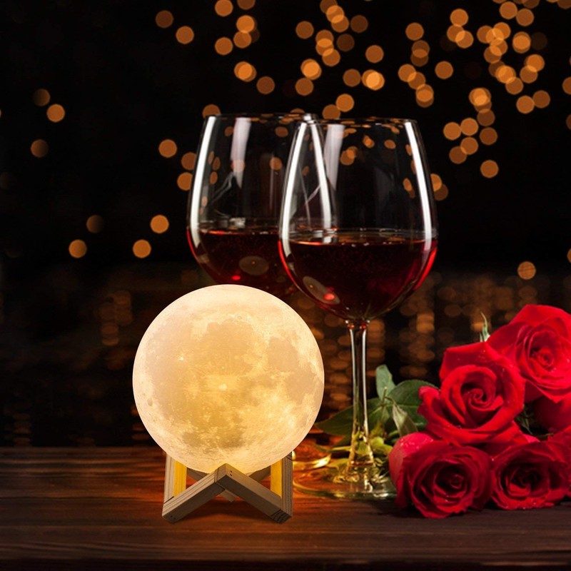 DESABF Full Moon Lamp 3D LED Night Modern Floor Lamp