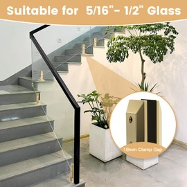 LukLoy Glass Railing Spigot 960g Heavy Duty 304 Stainless Steel Pool Fence Spigot Garden Balustrade Railing Handrail Balcony Stair Gold Clamp for 5/16"-1/2" Glass(Gold, 4 Pack)