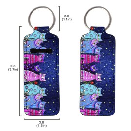 Suobstales Galaxy Cat Print Chapstick Holder Keychain for Women Lip Balm Holster Lipsticks Keyrings Pouch Portable Pocket Lip Gloss Tube Holder
