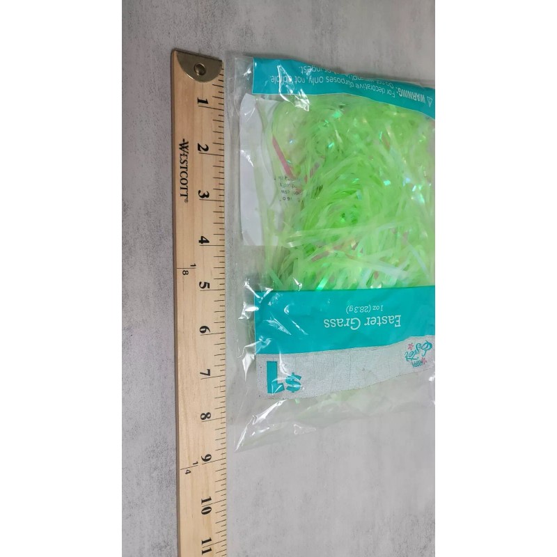 Easter Basket Grass Plastic Neon Green Shiny Christmas Filler Decor