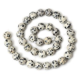 CHEAVIAN 35PCS 10mm Natural Dalmatian Stone Round Loose Beads for Jewelry Making DIY Findings 1 Strand 15"