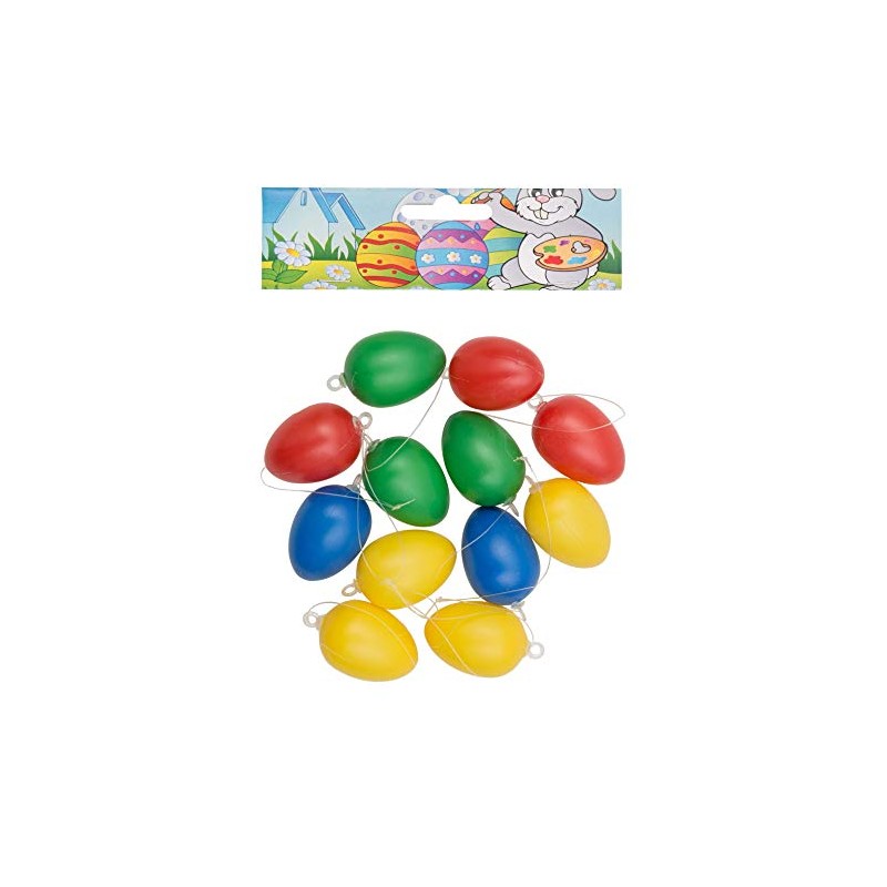 Idena Plastic Eggs, 12 items, colourful, 4 cm