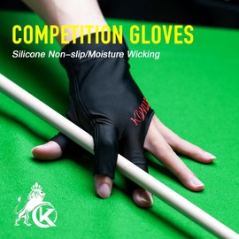 KONLLEN Gloves New Stretch Fabrics Billiard Gloves One Piece Five Colors L/XL Non-Slip Left Right Pool Glove Snooker Glove Billiard Accessories