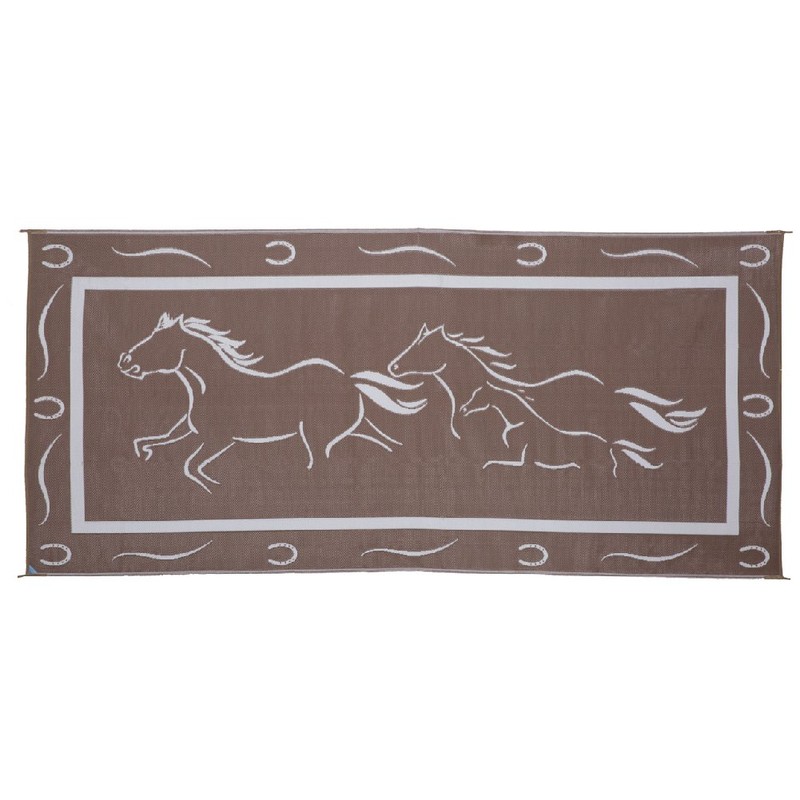 Stylish Camping GH8187 Brown/White 8' x 18' Galloping Horses Mat,
