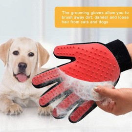 DERDOUT Pet Beauty Gloves Suitable for dogs and cats. Gentle hair removal brush, massage tool, efficient pet hair removal tool, very suitable for long and short hair, right hand only (red)