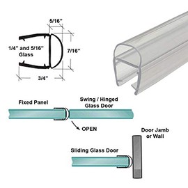 Gordon Glass Universal Clear Polycarbonate U-Channel with Soft Vinyl Bulb Seal for 3/16", 1/4" and 5/16" Shower Door or Panel Glass - 84" Long