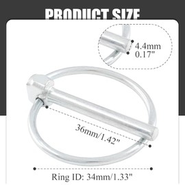 Moicstiy 12Pcs 3/16 Inch Heavy Duty Lynch Pin with Ring, Round Linch Pins Assortment Kit Lock Pin Clips for Farm Tractors, Trucks, Trailers, Mowers (3/16 x 1-2/5 Inch)