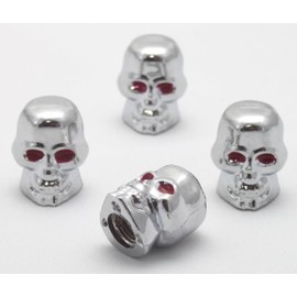 4x Valve Caps Skull Bones Colour: Silver Chrome Valve Cap VT