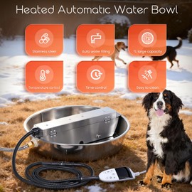 KHEARPSL Heated Automatic Dog Water Bowl Dispenser Outdoor for Large Dogs