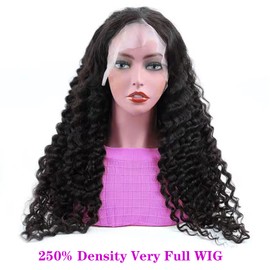 yuccy 250% Density Deep Wave Lace Front Wigs Human Hair13×4 Deep Curly Lace Front Wigs Human Hair Wigs for Black Women Brazilian Wig Glueless Pre Plucked with Baby Hair