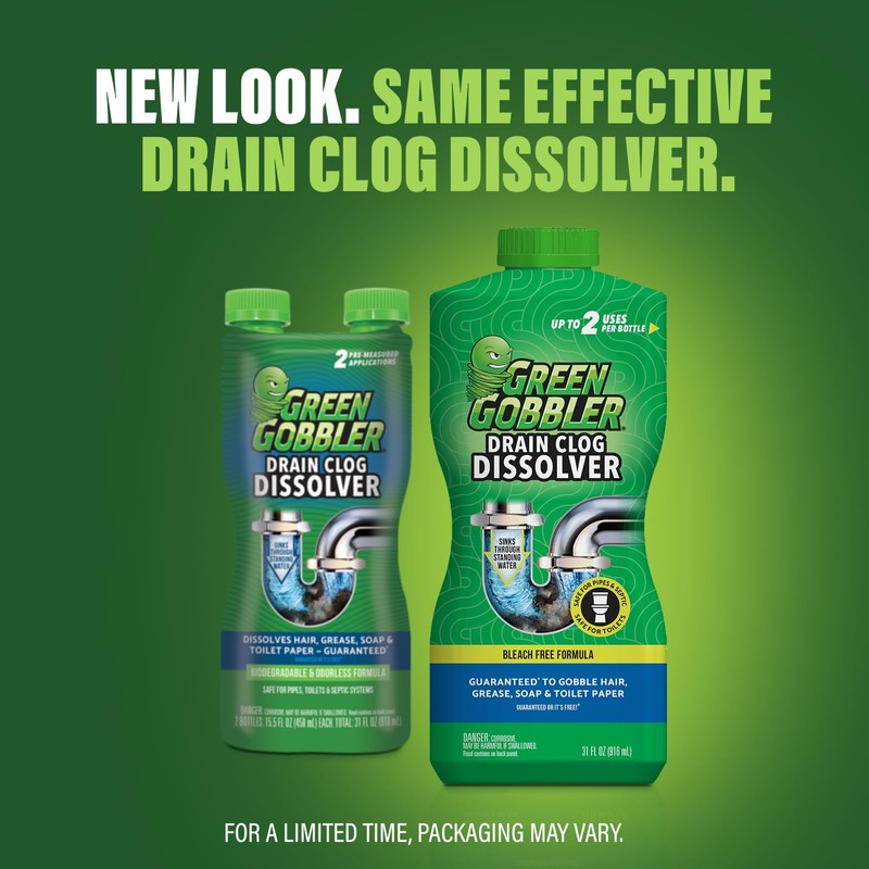 Green Gobbler Drain Clog Dissolver, Drain Opener-Cleaner ,Toilet Clog Remover,