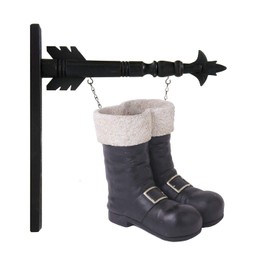 K&K Interiors 10 Inch Black & White Resin Santa Boots Container Arrow Replacement