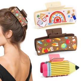 HOWAF 3 Pcs Thank You Teacher Gifts for Women Teacher Hair Clips, Pencils Hair Claw Clips for Teachers, School Teacher Hair Clips, Thank You Gifts for Teachers Appreciation, Teacher Leaving Gifts