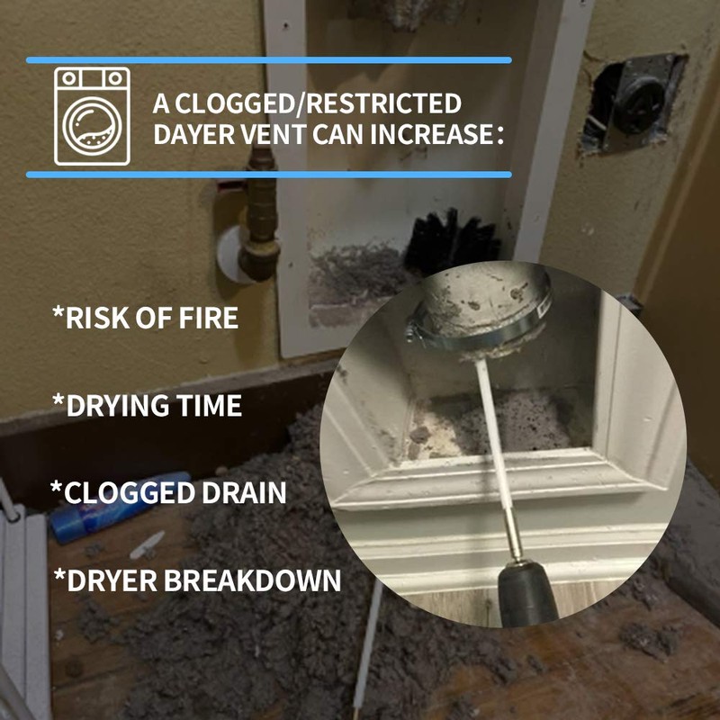 24 Feet Dryer Vent Cleaning Kit - Chrome Button Locking