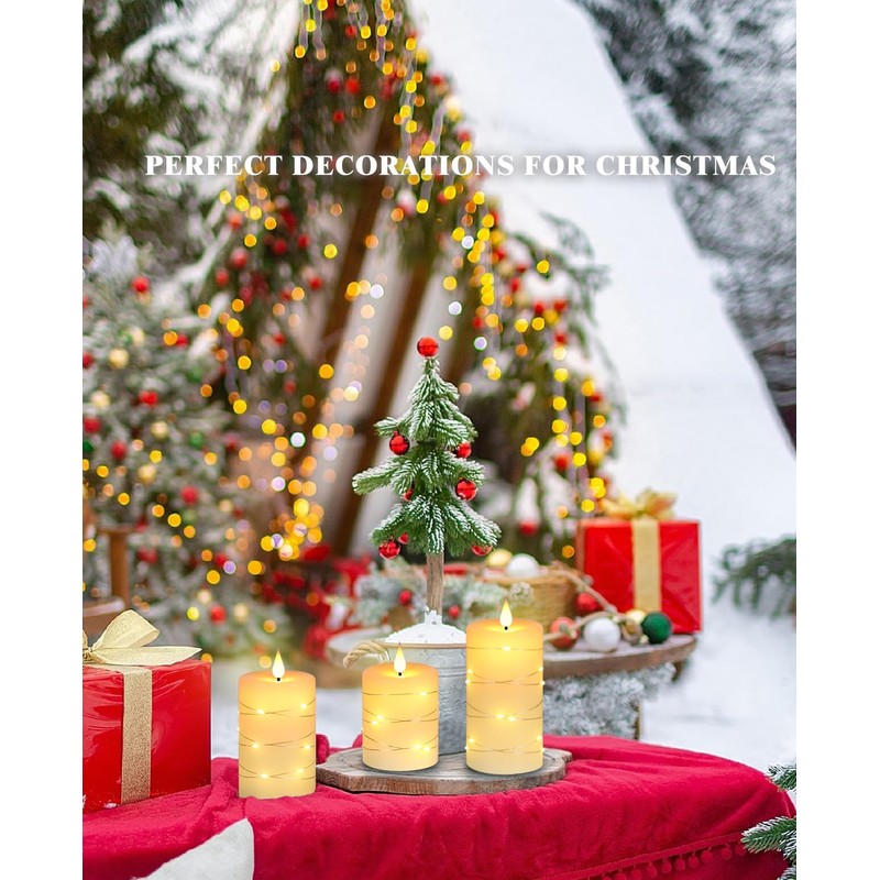 Da by Flameless Candles with String Lights，Battery Operated Candles,LED Flickering