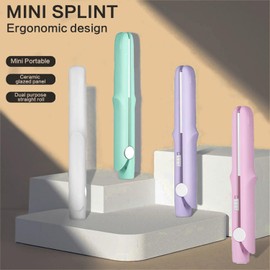 2025 New 2 in 1 Mini Dual Purpose Curling Iron, Mini Curling Wand Flat Iron Hair Straightener, Portable Travel Curl Wand for Women Short and Long Hair (Green)