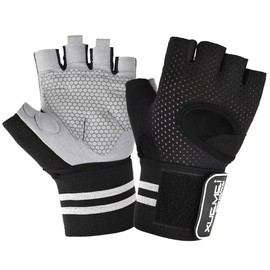 EASYTAO Guantes de Gym con Muñequeras, Guantes Gimnasio para Hombres y Mujeres Anti-Derrapantes con Soporte de Muñeca, Ejercicios, Crossfit, Gimnasia, Pesas (Negro, L con Muñequeras)