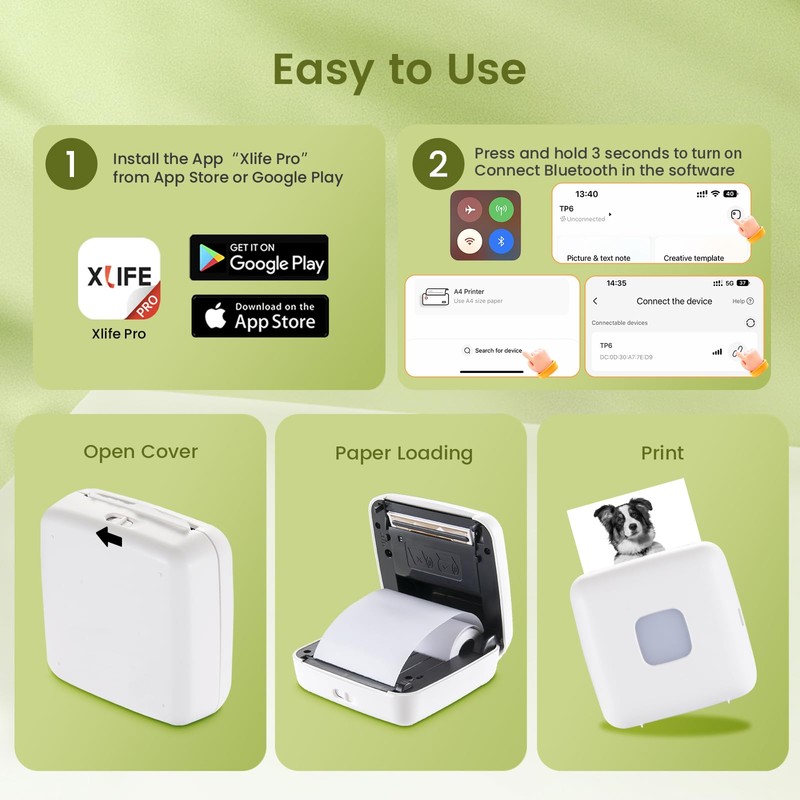 LFPERT LFPERT Sticker Printer, TP6 Print Pods Mini Printer, Portable
