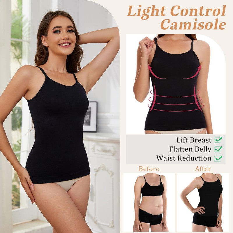 MISS MOLY Women's Scoop Neck Camisole Top Shapewear Tummy Control