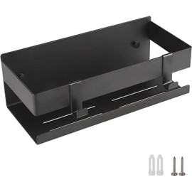 QNIIAED Black Shower Caddy,Bathroom Shelf Wall Mounted SUS 304 Stainless Steel Heavy Duty Shower Shelf With 2 pcs Hooks (8.7 Inch