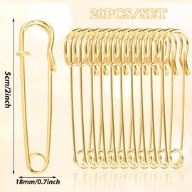 Sibba Large Safety Pins, 20Pcs Safety Pins Heavy Duty, Safety Pins for Clothes, Blanket Safety Pins, Pins Fasteners for Clothes, Leather, Crafts, Canvas, Blankets, Shawls, Kilts(Gold)