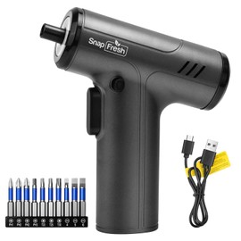 SnapFresh Electric Cordless Screwdriver Set,4V Rechargeable Screw Gun with 10 Drill Bits,4 Speeds,5N.m torque for DIY Enthusiasts,USB Charging Cable