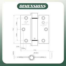 3 Pack Self Closing Door Hinges 3.5 inch Oil Rubbed Bronze Door Hinges Spring Loaded Auto Close Hinges Square Corners Adjustable Tension for Interior Door 3 1/2 Auto Self-Closing Hinge