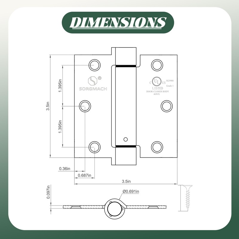 3 Pack Self Closing Door Hinges 3.5 inch Oil Rubbed