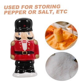 SHOWERORO 2pcs Kosher Salt Pepper Shaker Ceramic Nutcracker Design Seasoning Bottle for Kitchen