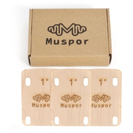 RuiJOTWAT 3 PCS Guitar Neck Shims Shim Solid Maple Wooden, Shaped 1 Degree