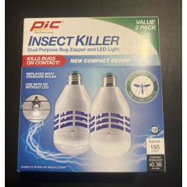PIC Insect Killer LED Bug Zapper Light Bulb, Mosquito Zapper, Electric - 2 Pack