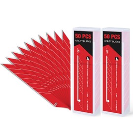 Gomake 9mm Utility Knife Replacement Blades,30 Degree Snap Off Carbon Steel Knife Blades for Retractable Cutting Knives, Hobby, Craft, Box Cutter 100PCS (Red)