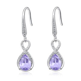 Dangle Drop Earrings 925 Sterling Silver Infinity Earrings Teardrop Crystal Leverback Earrings Birthstone Earrings Fine Jewelry Gifts for Women(June Crystal), Sterling Silver, crystal