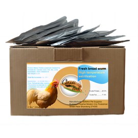 Classic Flock Classic Flock Process 500 Pieces of 5 LB mealworms - This is Freshly Cooked Worms at high temperatures. There are 24 Bags of Fresh-Keeping Worms. Please Note That This is a Boiled Worm