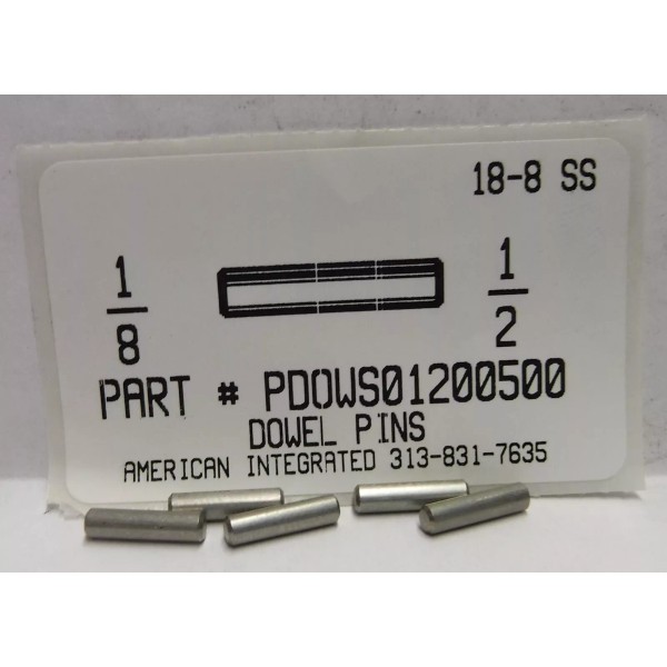 AMERICANINTEGRATEDSUPPLY.COM 1/8X1/2 DOWEL PINS 18-8 STAINLESS STEEL (20)