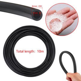 KtbeYTi 10 m PU Pneumatic Hose Outer 8 mm x Inner 5 mm Black Air Hose Pneumatic Polyurethane with 14 Pneumatic Connectors Air Push Quick Couplings (Y/T/L/I Shaped)