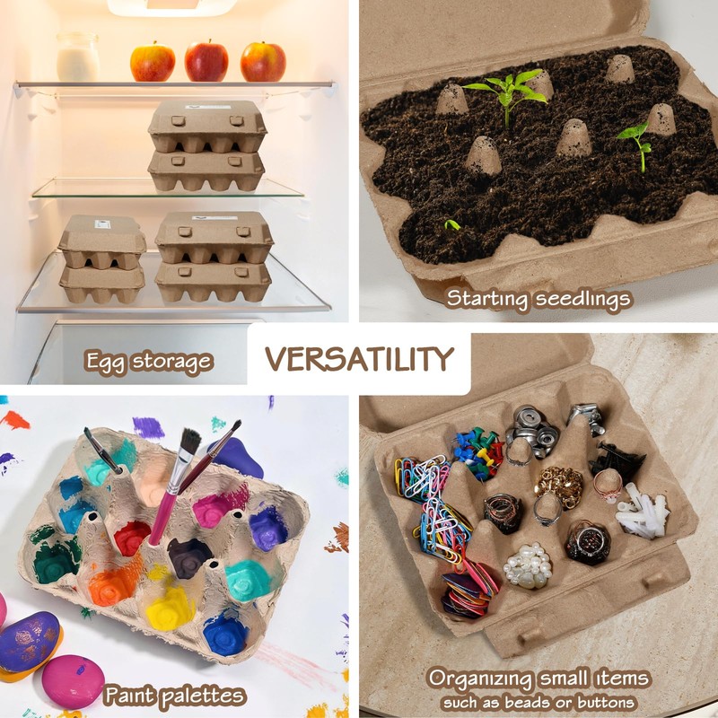 JOINSI 50 Pack Egg Cartons Bulk, 3×4 Style Reusable Empty