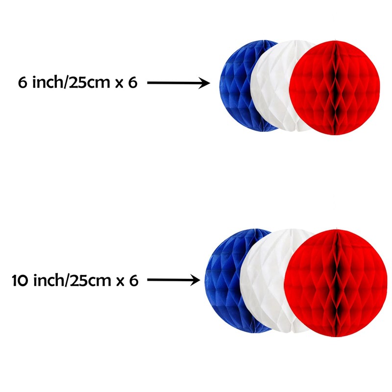 ZYOOO 12pcs Paper Honeycomb Balls, 15/25cm Tissue Paper Hanging Balls